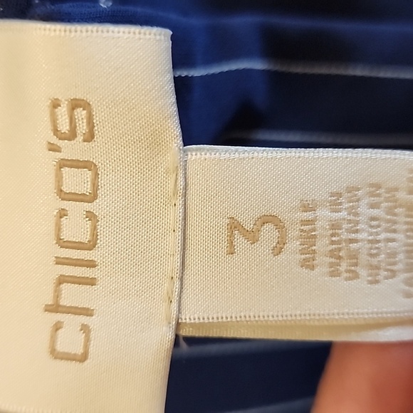 Chico's  Blue White Striped Pants Sz 3 XL Stretch Cropped - Picture 3 of 10